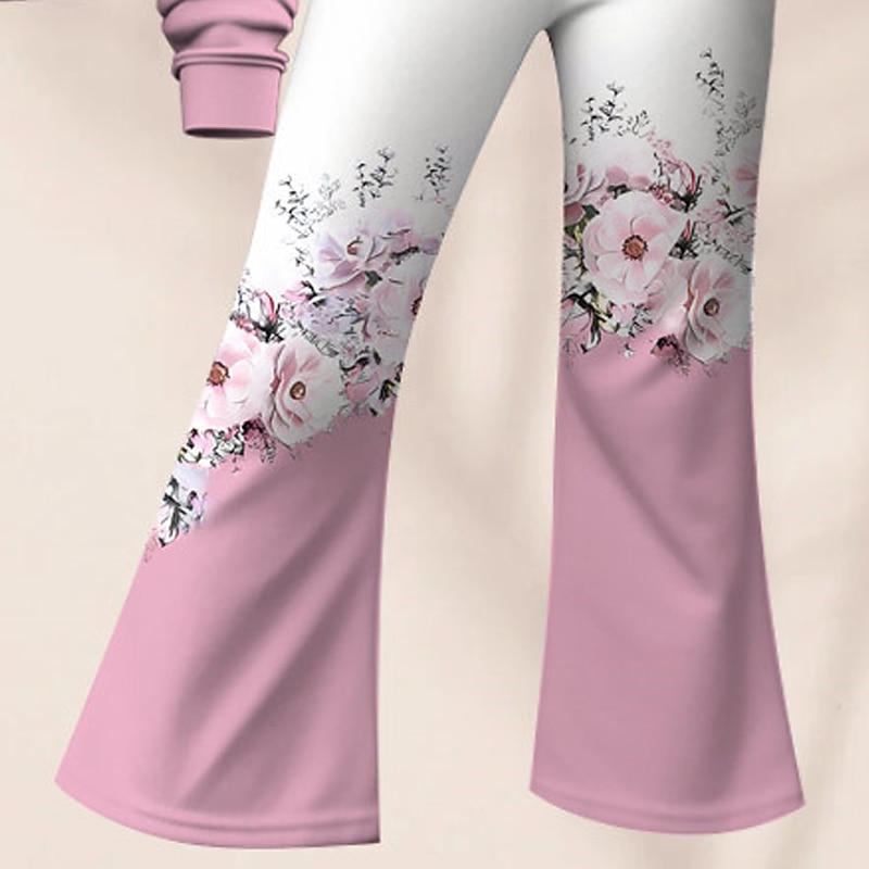 Easter Girls' 3D Floral Set Sweatshirt & Flare Pants Set Long Sleeve 3D Print Fall Winter Active Fashion Daily Kids 3-12 Years Crew Neck Outdoor Vacation Date Regular Fit 2025 - $20.99 –P5