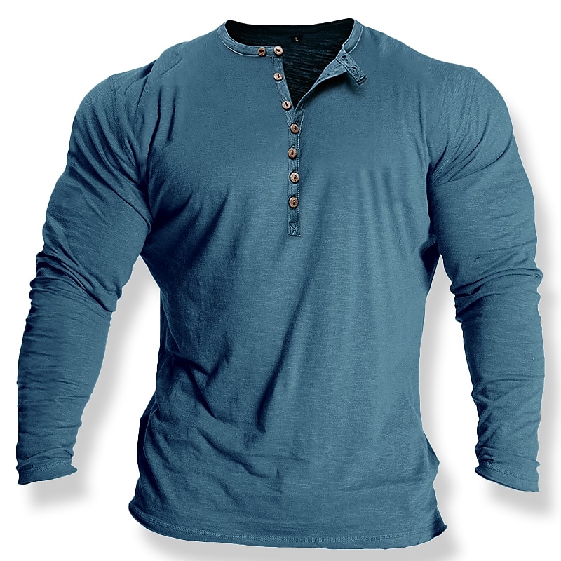 Men's Henley Shirt Tee Top Plain Henley Street Vacation Long Sleeve Lace up  Clothing Apparel Fashion Designer Basic 2024 - $21.99