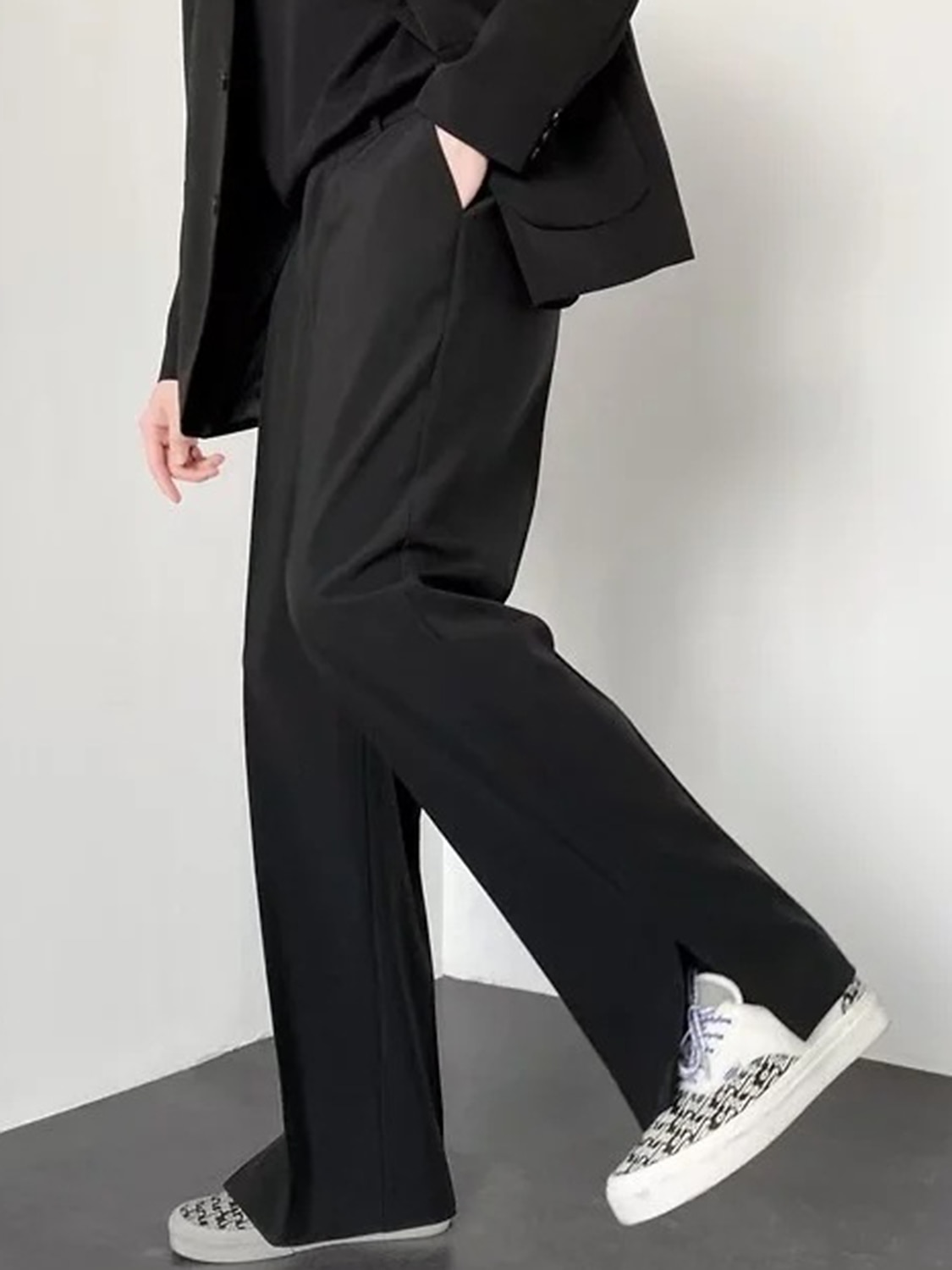 Pánské Oblekové Kalhoty Oblek Kalhoty Kapsy Elastický pas Bez vzoru Pohodlné Prodyšné Venkovní Denní Jdeme ven Módní Na běžné nošení Černá Vodní modrá 2026 - $30.99 –P15