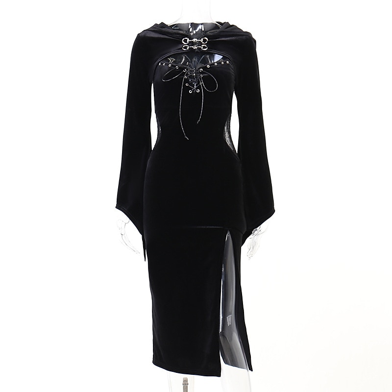 Punk a gotika Sexy kostým Šaty Cosplay kostým Šaty s rozparkem Zvonové Morticia Addamsová Maškarní kostým Dámské Fantazie předvečer Všech svatých Karneval Plesová maškaráda Večírek Klub Dospělé Šaty 2025 - $34.99 –P11