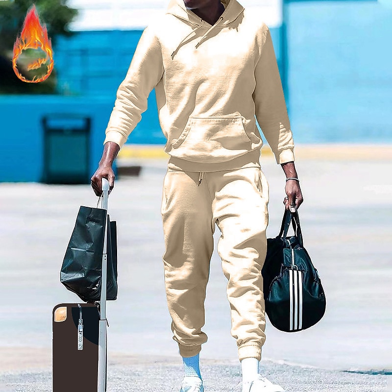 Men's Tracksuit Sweatsuit 2 Piece Athletic Long Sleeve Thermal Warm Breathable Moisture Wicking Fitness Running Jogging Sportswear Activewear Solid Colored Black White Yellow 2025 - $25.99 –P10