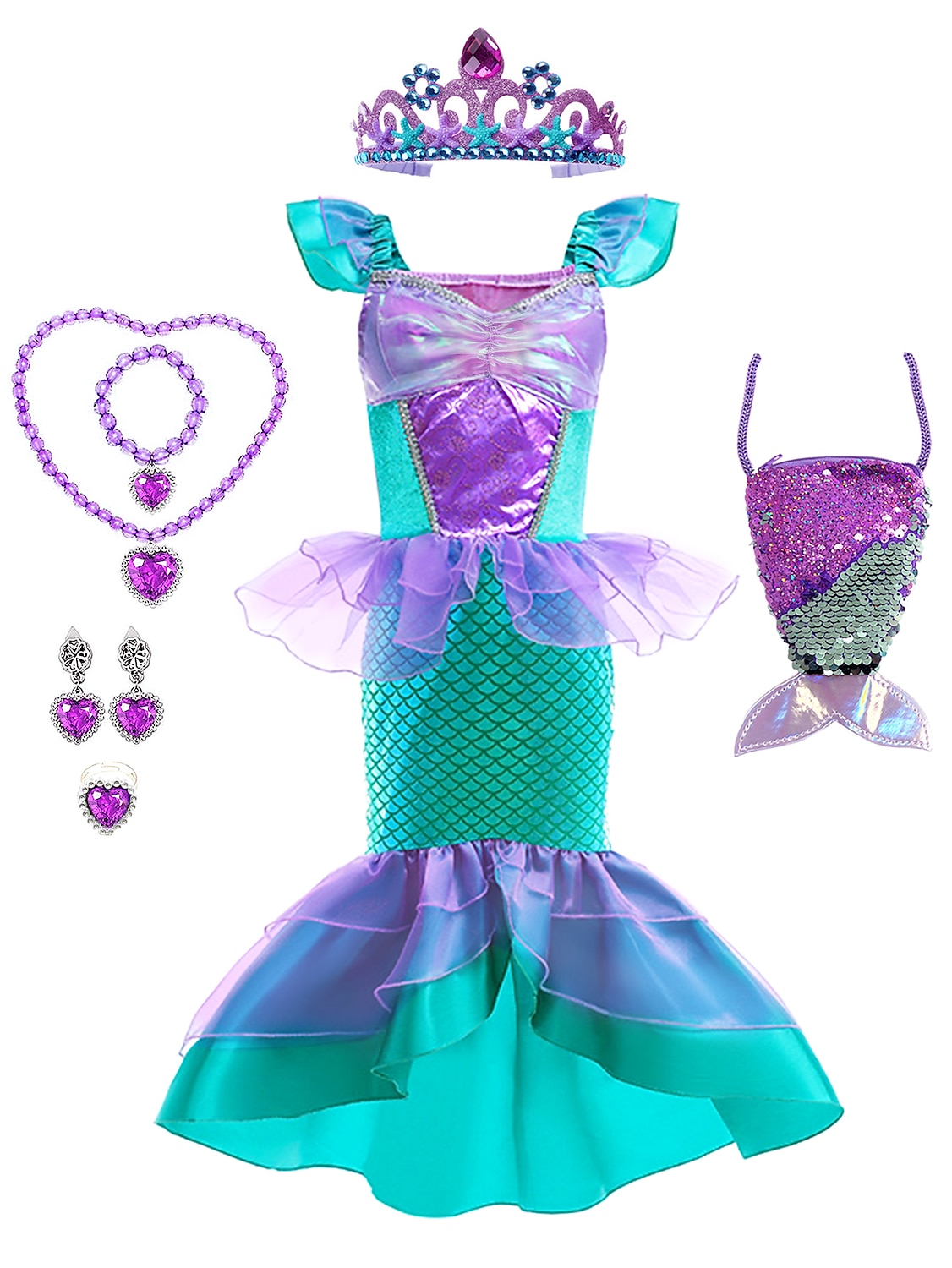 Sirène Sirène Princesse Aqua Robe Costume de soirée à thème Cosplay for Fille Enfant Carnaval Mascarade de 2026 ? $38.99 –P1