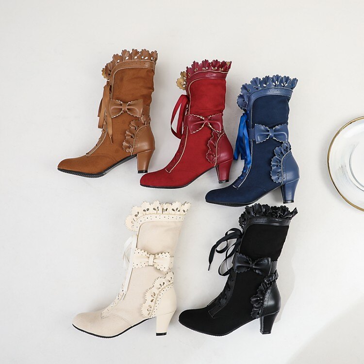 Mujer Botas Zapatos de Navidad Bullock Zapatos Tallas Grandes Exterior Navidad Diario Color sólido Botines Botines Invierno Encaje Tacón de gatito Dedo redondo Elegante Casual Minimalismo Zapatos de 2025 - $59.99 –P13