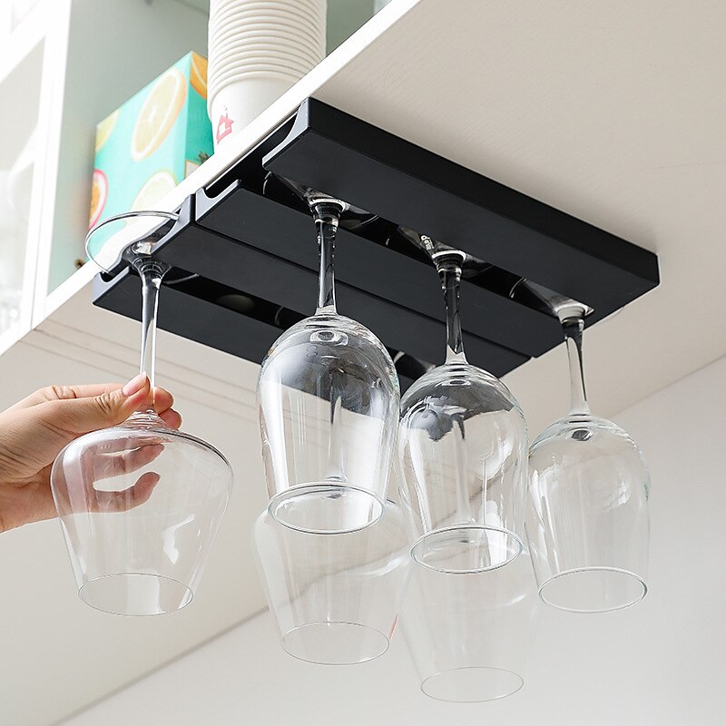 Riipoo Wine Glass Rack Hanger Under Cabinet, Wine Glass Holder Under Shelf, Stemware Rack Black for Cabinet, 2-Pack 2025 - $11.49 –P2