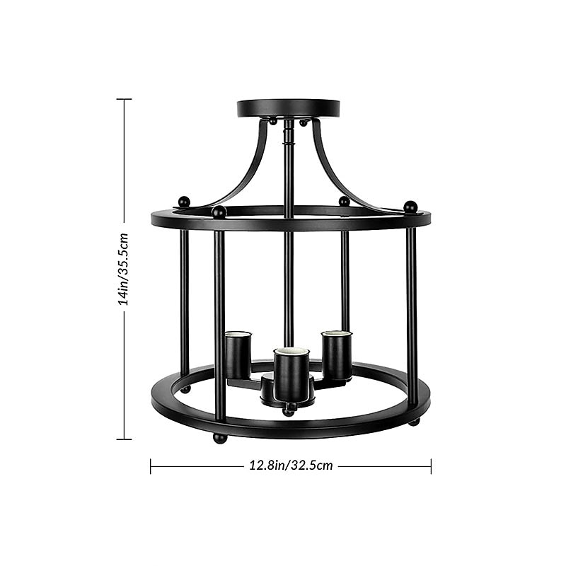 moderne svart semi flush taklampe, 3 lys tradisjonell pendel, rustikk taklampe for soverom stue spisestue gang kjøkken 110-240v 2025 - $129.99 –P5