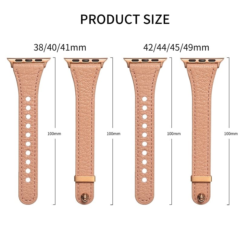 Elegant Slim Leather Bands Compatible with Apple Watch Band 38mm 40mm 41mm  42mm 44mm 45mm 49mm, Designer Top Grain Black Leather Watch Band with  Charms, Feminine Design for Ultra SE & Series