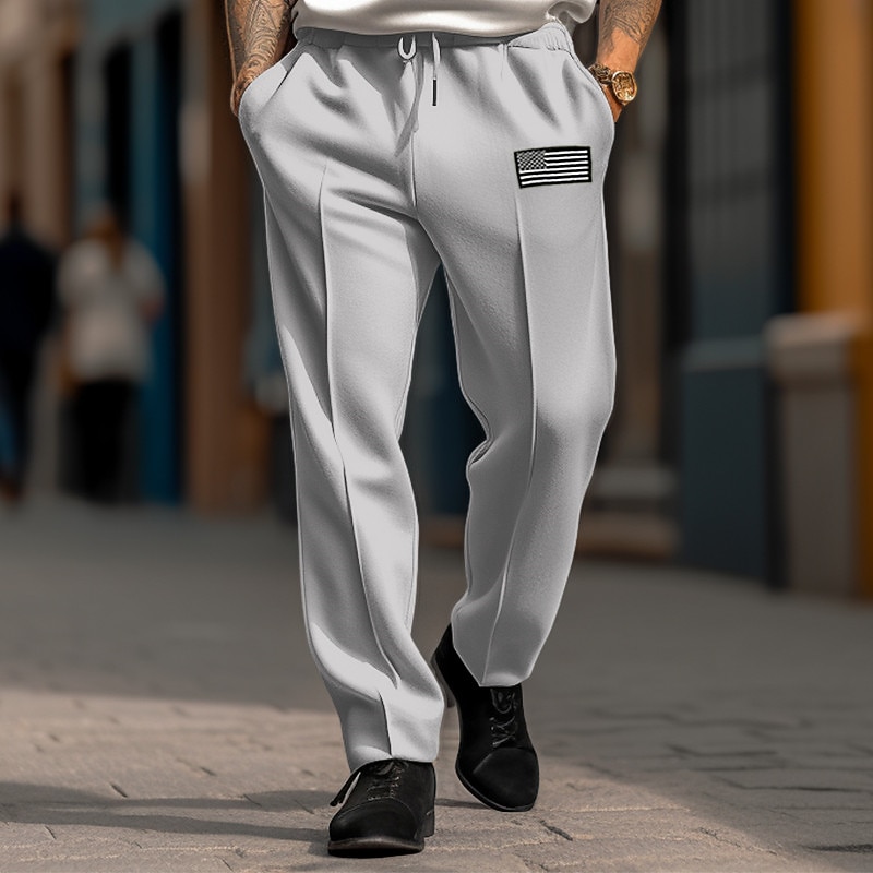 Homens Calças Esportivas Corredor Calças Calça de moletom de perna reta Calças Plissadas Com Cordão Cintura elástica Perna reta Bandeiras Conforto Respirável Casual Diário Feriado Esportes Moda de 2026 por $25.99 –P3