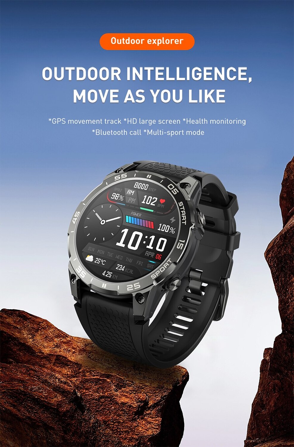 Военные GPS Умные часы для мужчин 1.43 AMOLED экран Частота сердечных сокращений Водонепроницаемость IP68 Совместим с Android iOS 2025 - $87.99 –P1