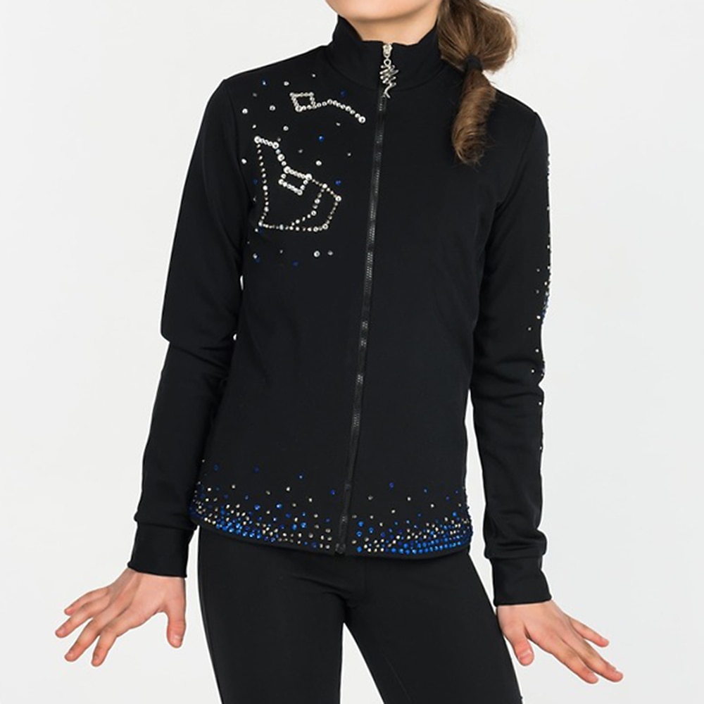 Fleecejack voor kunstschaatsen Dames Voor meisjes Schaatsen Jack Kleding Bovenlichaam Zwart Rekbaar Opleiding Wedstrijd Kunstschaatskleding Thermisch Warm Kristal / Bergkristal Lange mouw Schaatsen 2025 - $78.99 –P1