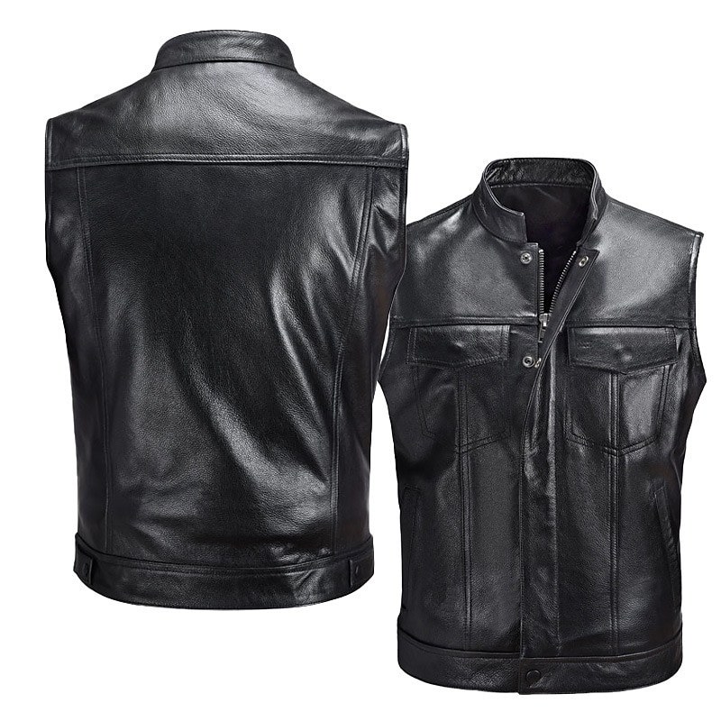 Hombre Chaleco Chaleco de cuero Exterior Ropa Cotidiana Vacaciones Noche Moda Básico Otoño invierno Cremallera Bolsillo Cuero sintético Mantiene abrigado Plano Cremallera Cuello Mao Ajuste regular 2025 - $60.99 –P1