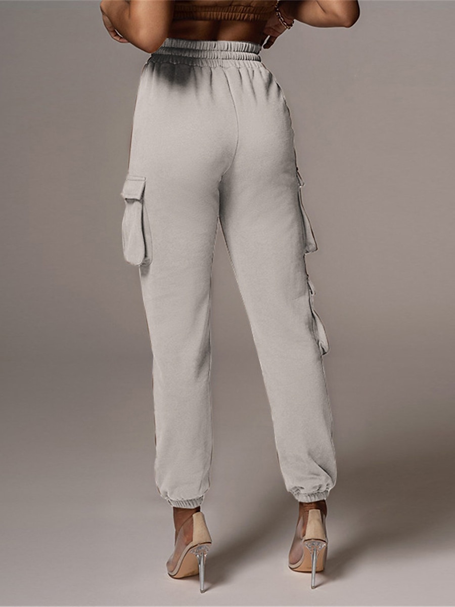 dámské cargo khaki kalhoty dlouhé bavlněné mikroelastické vysoký pas móda streetwear denní jablko zelená černá s m podzim zima 2025 - $29.99 –P15