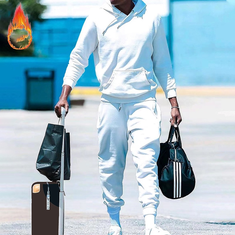 Men's Tracksuit Sweatsuit 2 Piece Athletic Long Sleeve Thermal Warm Breathable Moisture Wicking Fitness Running Jogging Sportswear Activewear Solid Colored Black White Yellow 2025 - $25.99 –P1