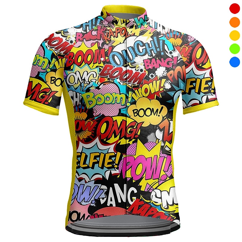 Herr Cykeltröja Kortärmad Cykel Överdelar med 3 bakfickor Bergscykling Vägcykling Andningsfunktion Snabb tork Fuktabsorberande Reflexremsa Gul Röd Blå Grafisk Polyester sporter Kläder 2025 - $28.99 –P1