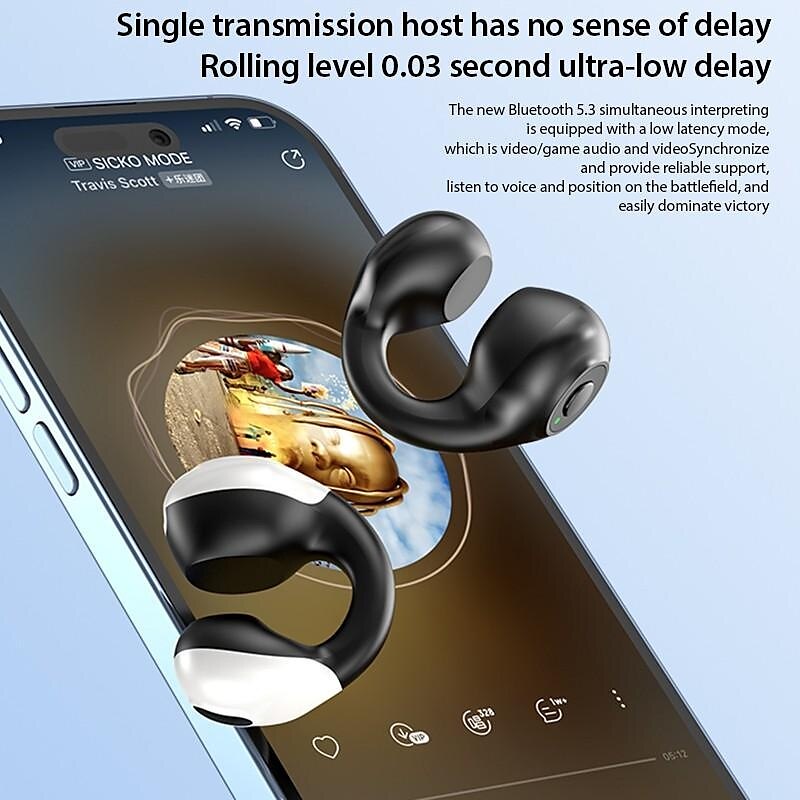 1PC Painless Wear Ear-clip Single Ear Earphone Wireless Bluetooth5.3 Earbuds with Microphone 2025 - $11.99 –P8