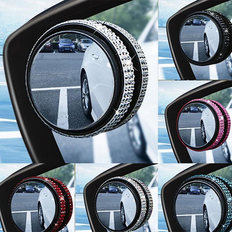 2025年 2 個車のバックミラー反転ラインストーン小さな丸いミラー補助 360 度死角ウルトラ HD 反射ミラー コレクション – $9.99 –P1