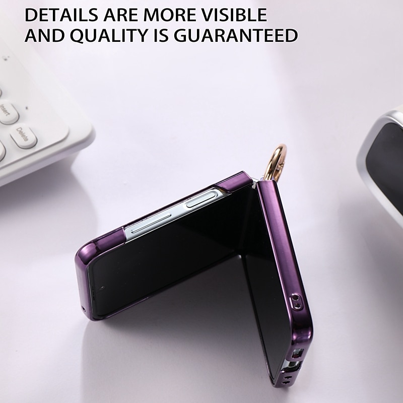 Phone Case For Z Flip 6 Z Flip 5 Back Cover Magnetic Adsorption With Magsafe with Stand Holder Ring Holder Full Body Protective Retro TPU Plating Metal 2025 - $21.99 –P5