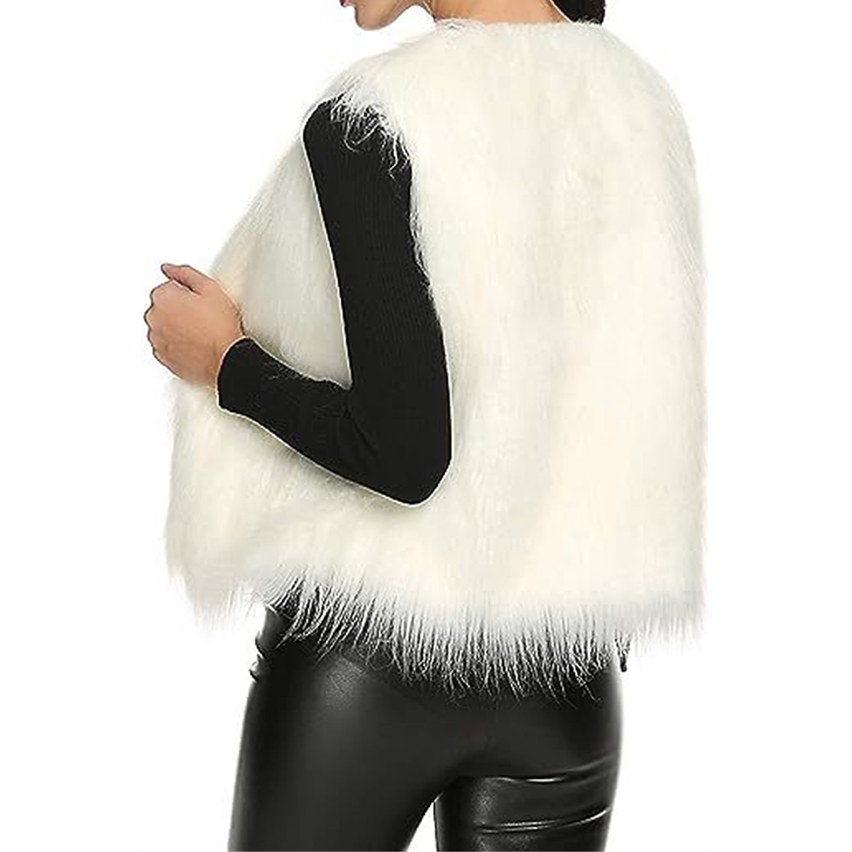 Women's Faux Fur Vest Mink Fur Vest Winter Fleece Gilet Fall Windproof Warm Sleeveless Coat Open Front Jacket Outerwear White Ice Cream 2023 - US $29.99 –P3