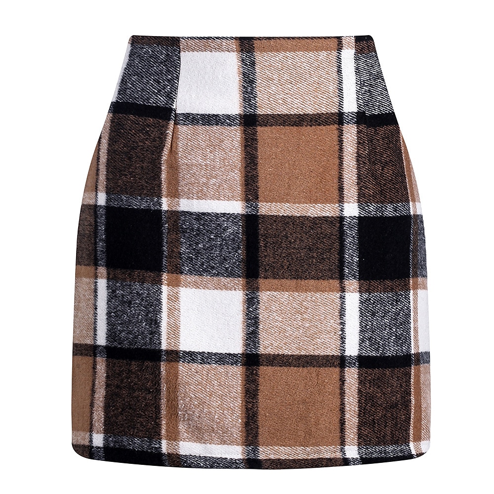 Femme Jupe Moulante Mode Décontractées Mini Taille haute Jupes Plaid Imprimer Vacances Plein Air Saphir Turquoise Vert foncé Café foncé Hiver Laineux de 2025 ? $25.99 –P6