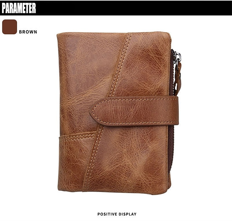 Genuine Cow Leather Splicing Short Wallet Coins Purse Money Clip Card Holder Detachable Zipper Pocket Clutch Handbag Oil Wax Leather Notecase 2025 - $27.99 –P13