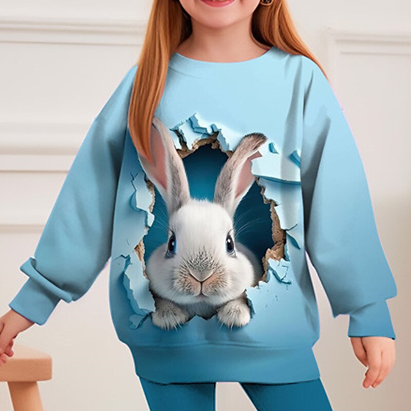 Påsk Flickor 3D Kanin Färggradient Sweatshirt & Legging Set Set Långärmad 3D-tryck Höst Vinter Aktiv Mode Dagligen Barn 3-12 år Rund hals Utomhus Semester Datum Normal 2025 - $20.99 –P6