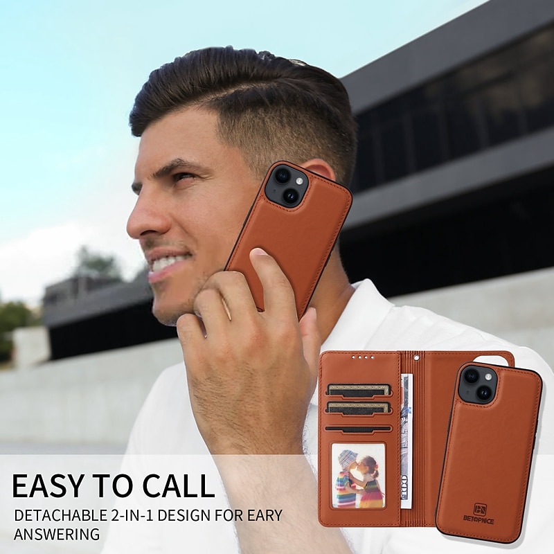 Phone Case For iPhone 17 Pro Max 17 Air 16 15 14 Pro Max Plus 13 12 11 Pro Max Mini Magnetic Adsorption Wallet Case with Stand Holder Magnetic Full Body Protective Solid Color TPU PU Leather 2025 - $16.99 –P4