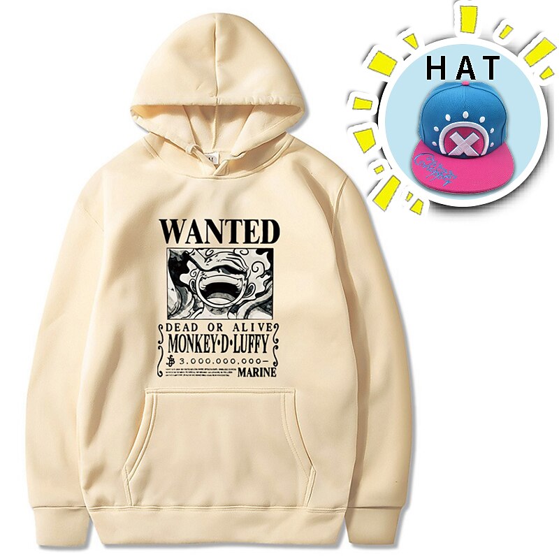 One Piece Monkey D. Luffy Hoodie Anime Anime Front Pocket Graphic Hoodie For Men's Women's Unisex Adults' Hot Stamping 100% Polyester Street Daily with Hat 2025 - $36.99 –P2