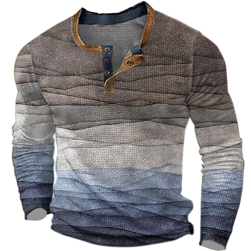maglione a righe mens camicia grafica blocco di colore fashion designer casual 3d stampa henley waffle tee sport all'aria aperta vacanza festival luce blu viola multicolore cotone onde del 2025 a $23.99 –P4