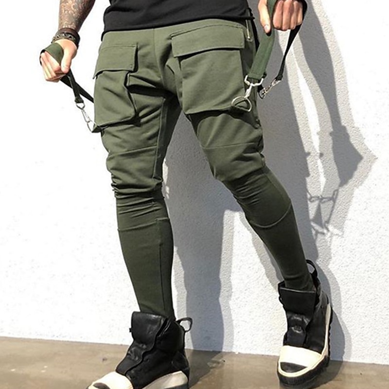 Per uomo Pantaloni cargo Abbigliamento tecnico Tasche Liscio Comfort Traspirante Esterno Giornaliero Per uscire Di tendenza Informale Nero Rosso del 2026 a $31.99 –P2