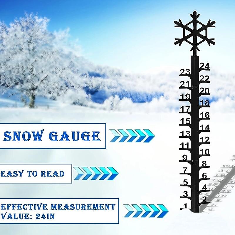 Outdoor Snow Gauge, 24 Inches Winter Snowflake, Snowman, Elk Metal Iron Ruler, Manual Metal Snow Measuring Stick Garden Pile, Christmas Rain Gauge Outdoor Decoration Gift 2025 - $18.99 –P7