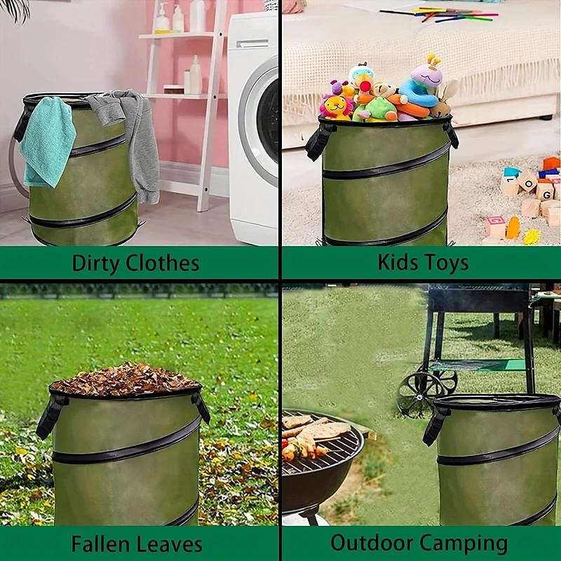 Sac de jardinage pliable de 30 gallons, poubelle de camping, poubelle escamotable/poubelle de recyclage, poubelle de voiture, sac poubelle réutilisable pour l'extérieur, jardin, cour, poubelle de recyclage pliable pour camping de 2025 ? $12.49 –P5