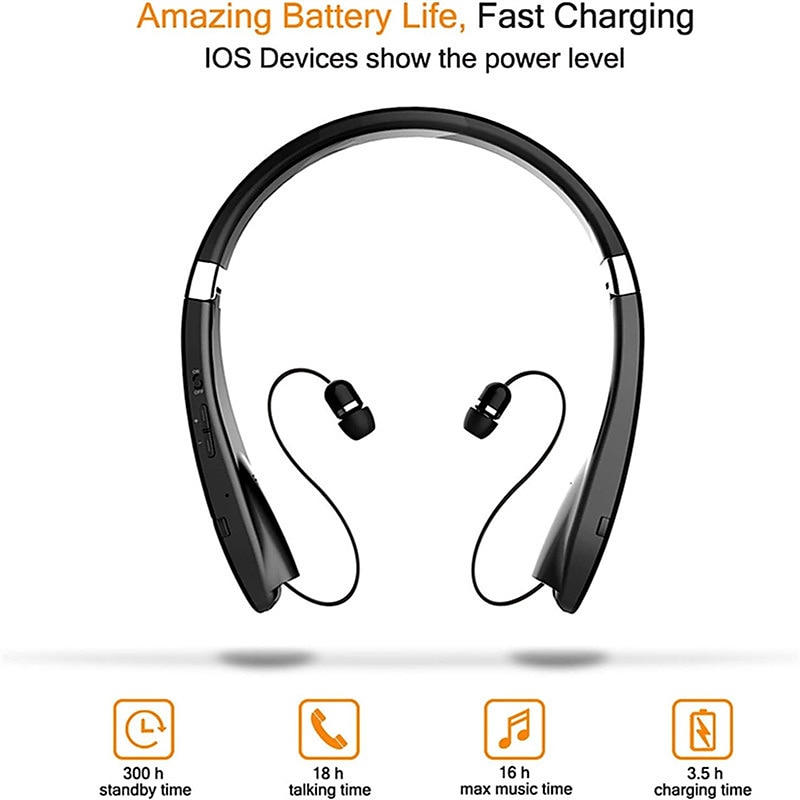 Foldable Bluetooth Headset Lightweight Retractable Bluetooth Headphones for Sports&Exercise Noise Cancelling Stereo Neckband Wireless Headset 2025 - $53.99 –P1