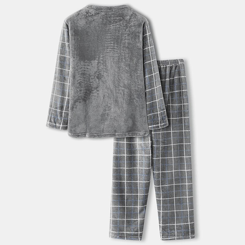 Hombre Ropa de salón Pijama Conjunto pijama Top y pantalón de pijama 2 Piezas Plaid Elegante Casual Confort Hogar Diario Franela Comodidad Cuello Barco Manga Larga Pullover Pantalón Cintura elástica 2025 - $48.99 –P11