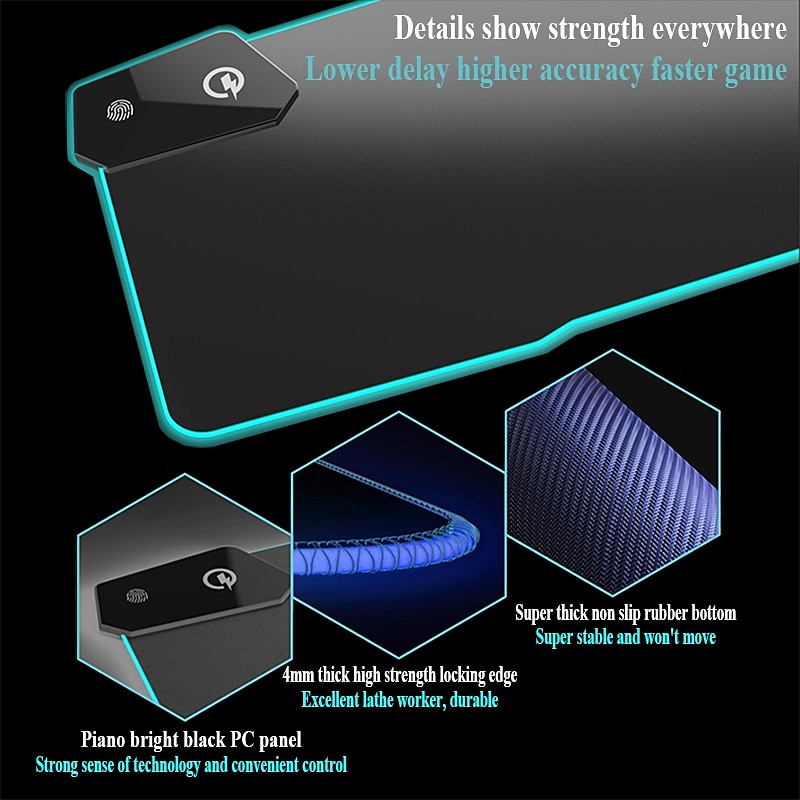 Wireless Charging Mouse Pad Gamer Mousepad Oversized RGB Luminous Desk Mat Computer Laptop Keyboard Non-slip Glowing LED Cushion 2025 - $47.99 –P1