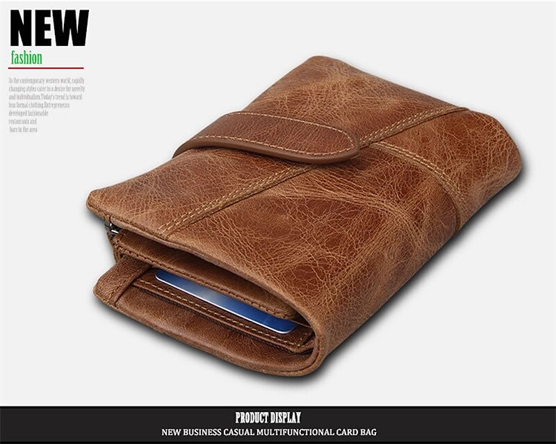 Genuine Cow Leather Splicing Short Wallet Coins Purse Money Clip Card Holder Detachable Zipper Pocket Clutch Handbag Oil Wax Leather Notecase 2025 - $27.99 –P4