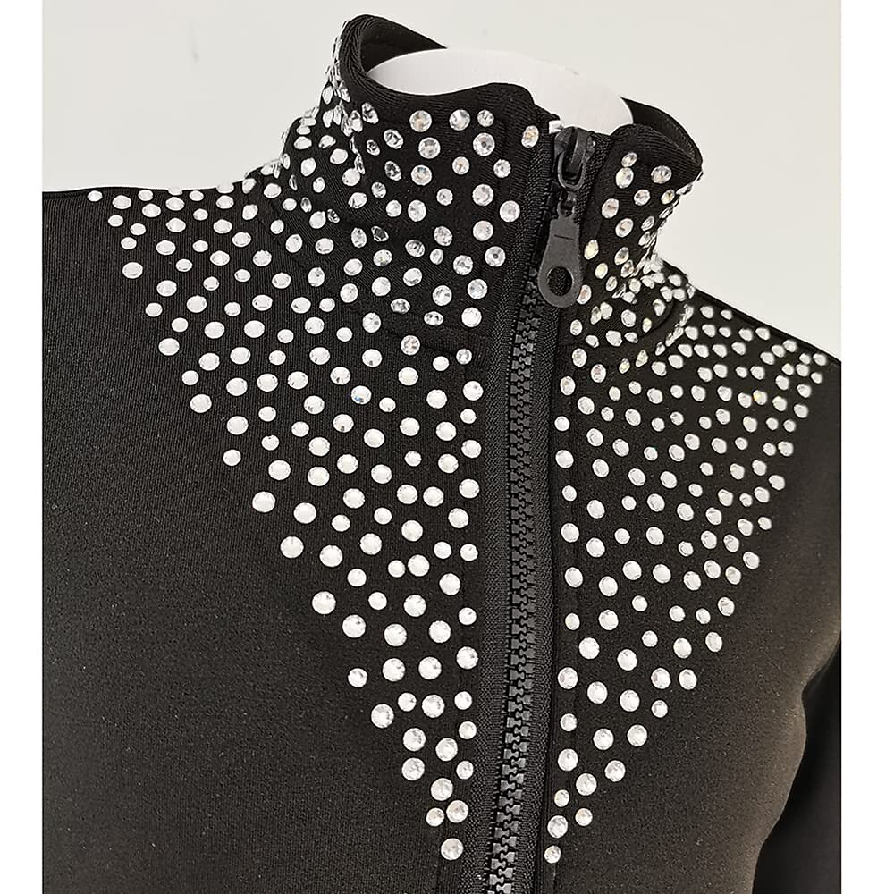 Figure Skating Fleece Jacket Women's Girls' Ice Skating Jacket Top Black Pink Stretchy Training Competition Skating Wear Thermal Warm Crystal / Rhinestone Long Sleeve Ice Skating Figure Skating 2025 - $49.99 –P4