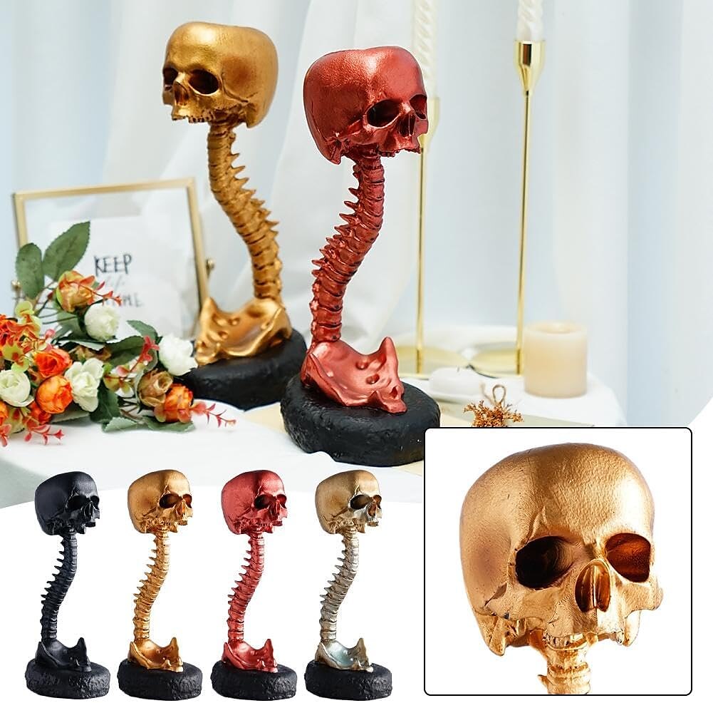 Halloween Skull Planter & Spine Stand, Resin Skull Head Flower Succulent Cactus Planter Pots,or Home Office Desk Decorations Halloween Scene Statue Sculpture Decorations 2025 - $26.99 –P3