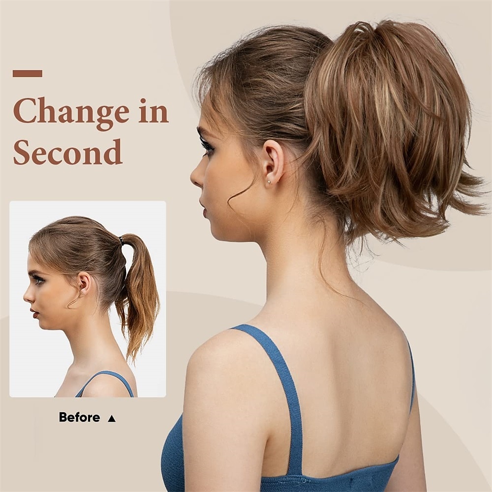 Claw Clip Short Ponytail Hair Extensions Bendable Metals Messy Bun Hair piece Straight Fake Hairpieces 2025 - $13.49 –P2