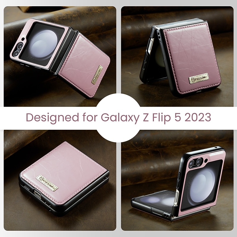 телефон Кейс для Назначение SSamsung Galaxy Z Flip 5 Z Flip 4 Кейс на заднюю панель Портативные Противоударная рамка Кожа Ретро ТПУ Металл Кожа PU 2025 - $15.99 –P5