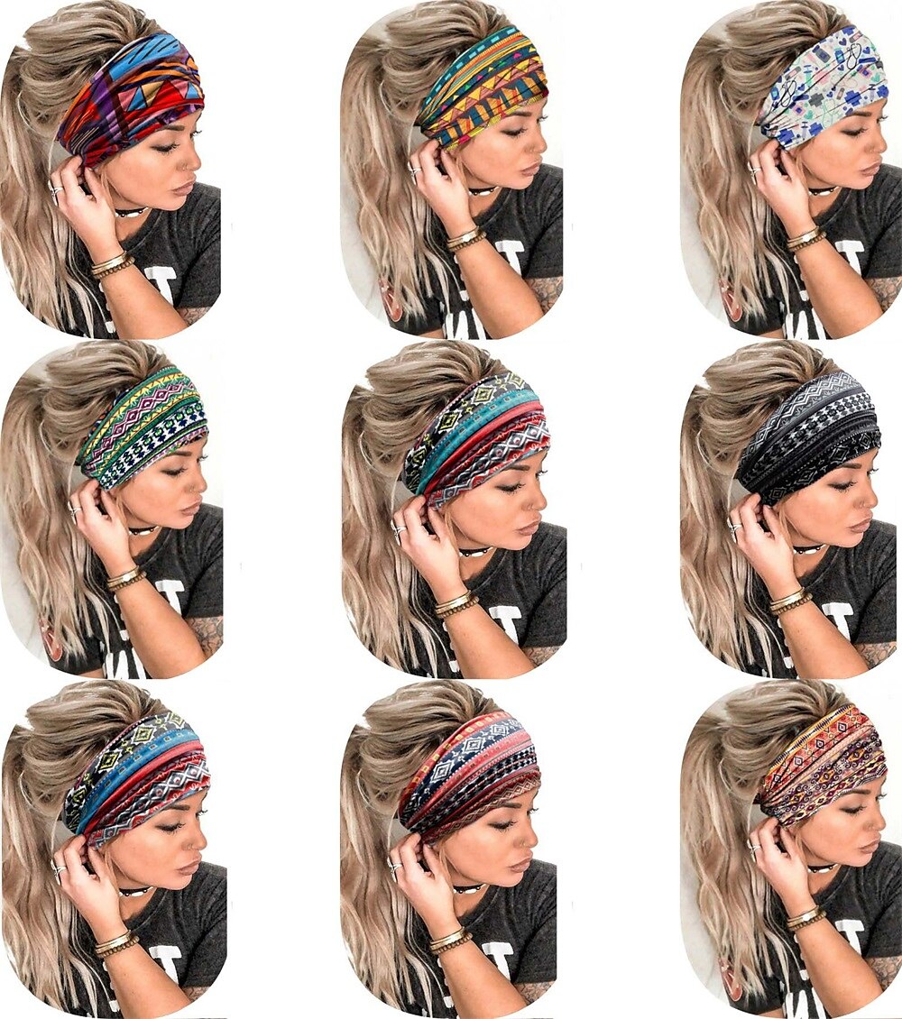 Bandes de cheveux pour femmes, motifs imprimés africains, large bord, nouage élastique, bandeaux de sport, de yoga, couvre-chef pour femmes, accessoires pour cheveux de 2025 ? $6.99 –P5
