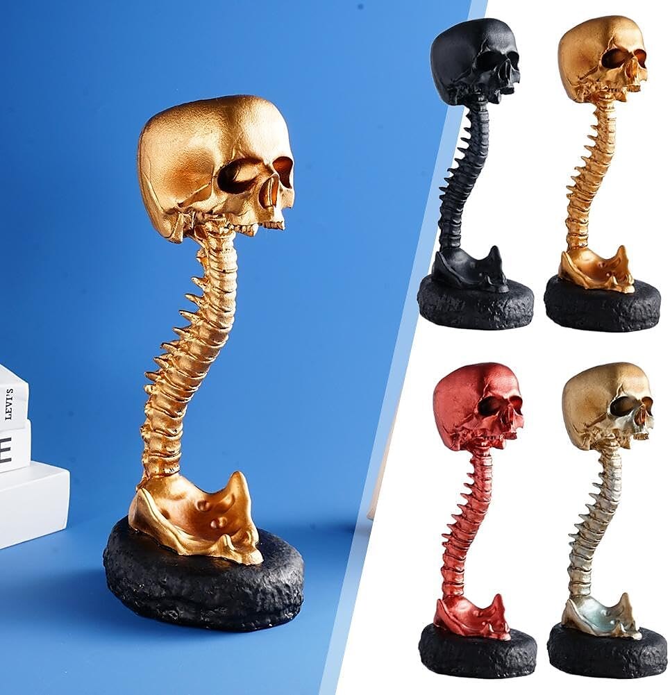 Halloween Skull Planter & Spine Stand, Resin Skull Head Flower Succulent Cactus Planter Pots,or Home Office Desk Decorations Halloween Scene Statue Sculpture Decorations 2025 - $26.99 –P2