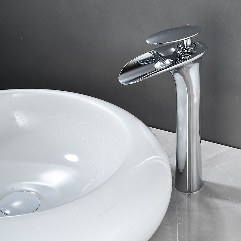 Bathroom Sink Faucet - Waterfall Electroplated / Painted Finishes Centerset Single Handle One HoleBath Taps 2025 - $97.99 –P17