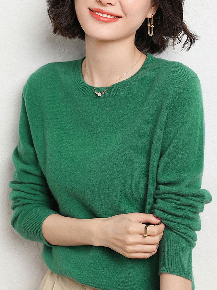 Femme Pull mode Décontractées Flexible Couleur unie A côtes Col Ras du Cou énorme manche longue Tricoter Extérieur du quotidien Sortie Noir Blanche Automne Hiver de 2025 ? $5.99 –P12
