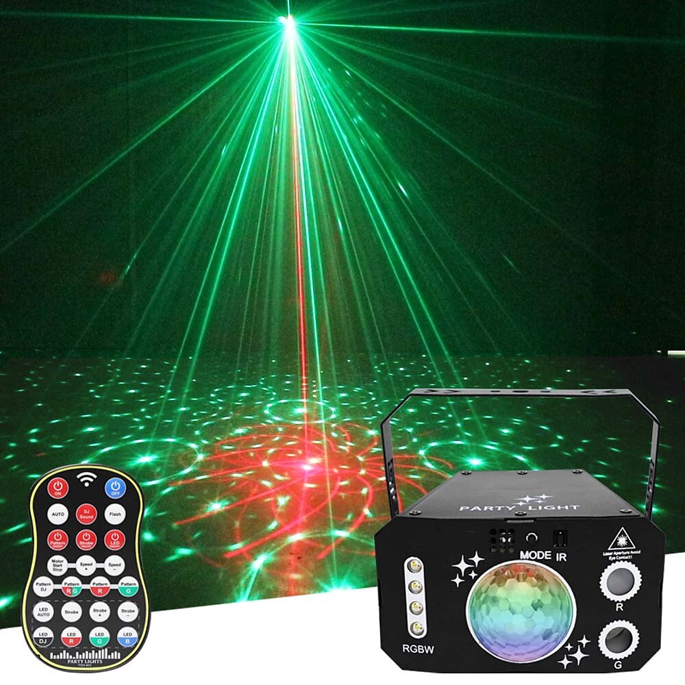 luci da discoteca per interni con luci da festa – luci da palco a LED per DJ attivate dal suono con proiezione di motivi e telecomando, regalo perfetto per feste ed eventi del 2025 a $65.99 –P1