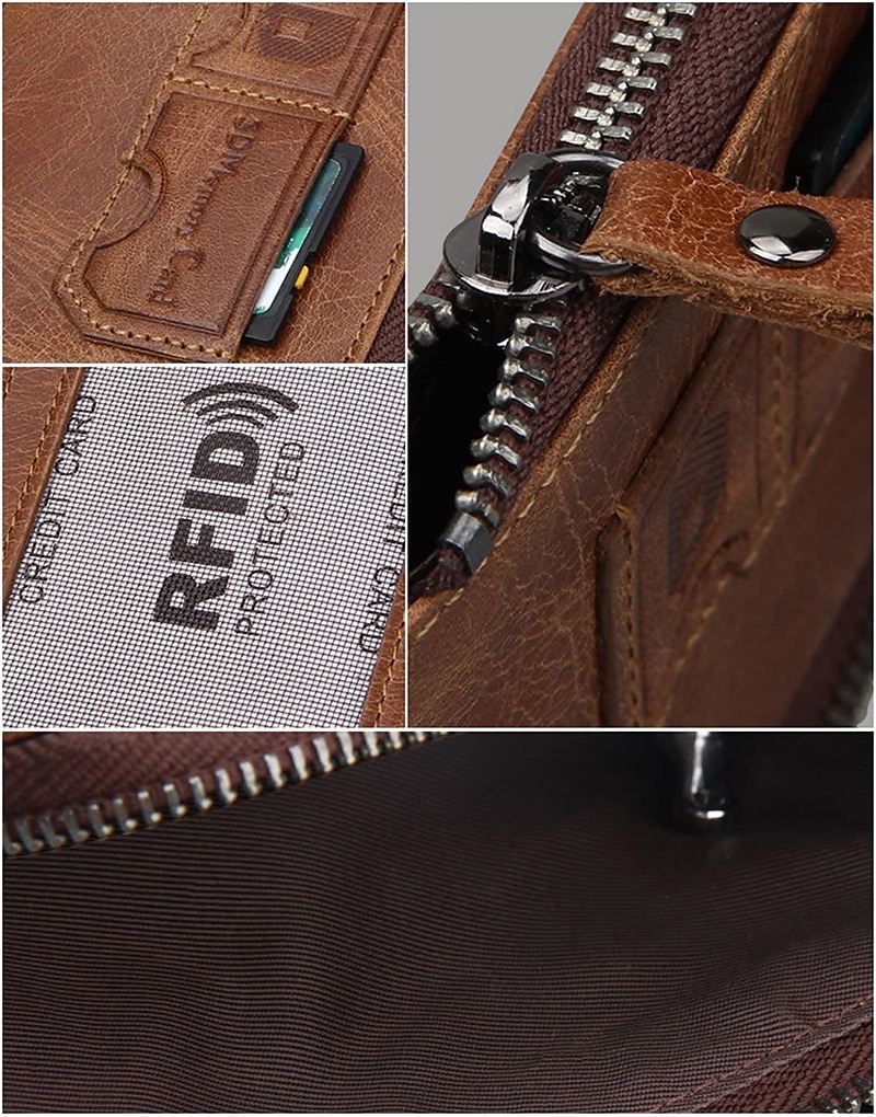 Genuine Cow Leather Splicing Short Wallet Coins Purse Money Clip Card Holder Detachable Zipper Pocket Clutch Handbag Oil Wax Leather Notecase 2025 - $27.99 –P10
