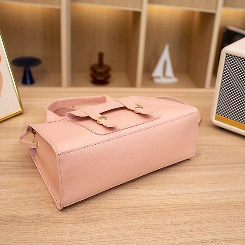 Weiße Damenhandtasche aus Kunstleder mit Tragegriff oben und Schnallendetail vorne – elegante, strukturierte Umhängetasche für Büro, Reisen und den täglichen Gebrauch 2025 - $14.99 –P11