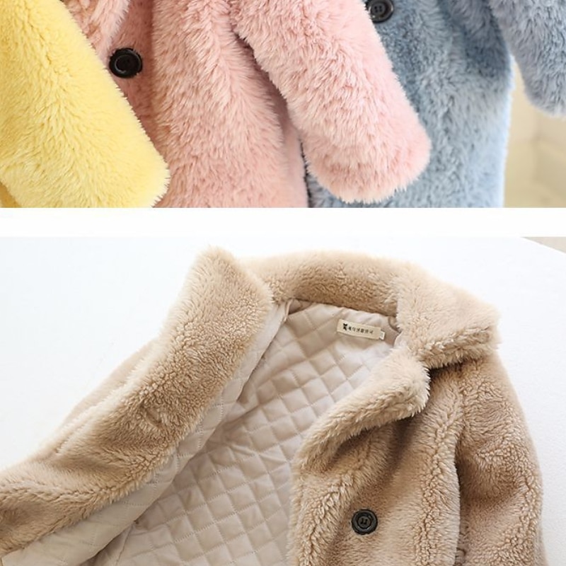 Kids Girls' Faux Fur Coat Solid Color Fashion Tassel Fringe Formal Coat Outerwear 2-12 Years Spring White Yellow Pink 2026 - $33.99 –P12