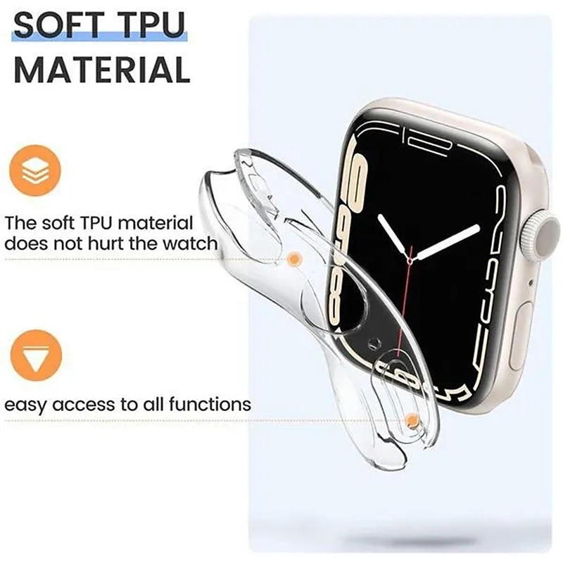 Совместим с Apple Watch Series 8 7 45mm / Series 8 7 41mm / Series 6 5 4 SE 44mm / Series 6 5 4 SE 40mm / Series 3 2 1 42mm Все вокруг защитное Защита от удара ТПУ Часы Крышка 2025 - $6.99 –P3