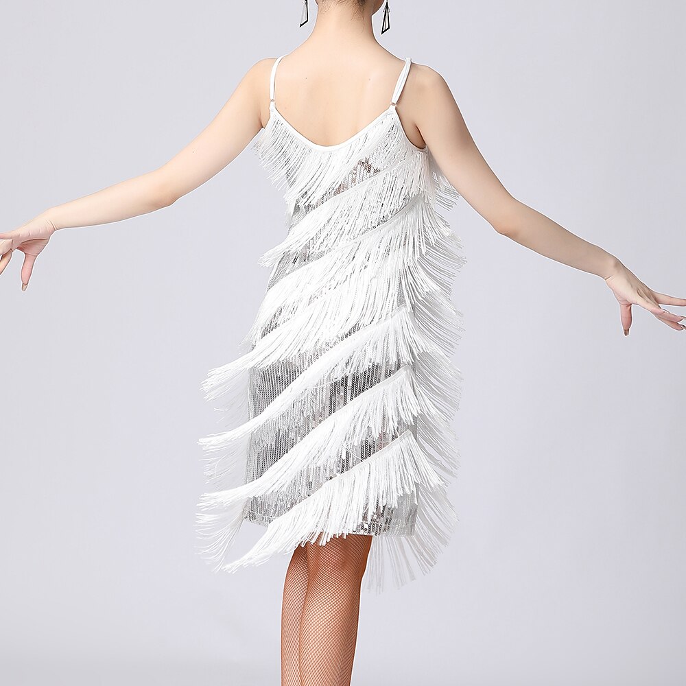 Latein-Tanz Kleid Pure Farbe Farbaufsatz Pailetten Damen Leistung Ausbildung Ärmellos Hoch Polyester 2026 - $48.99 –P4