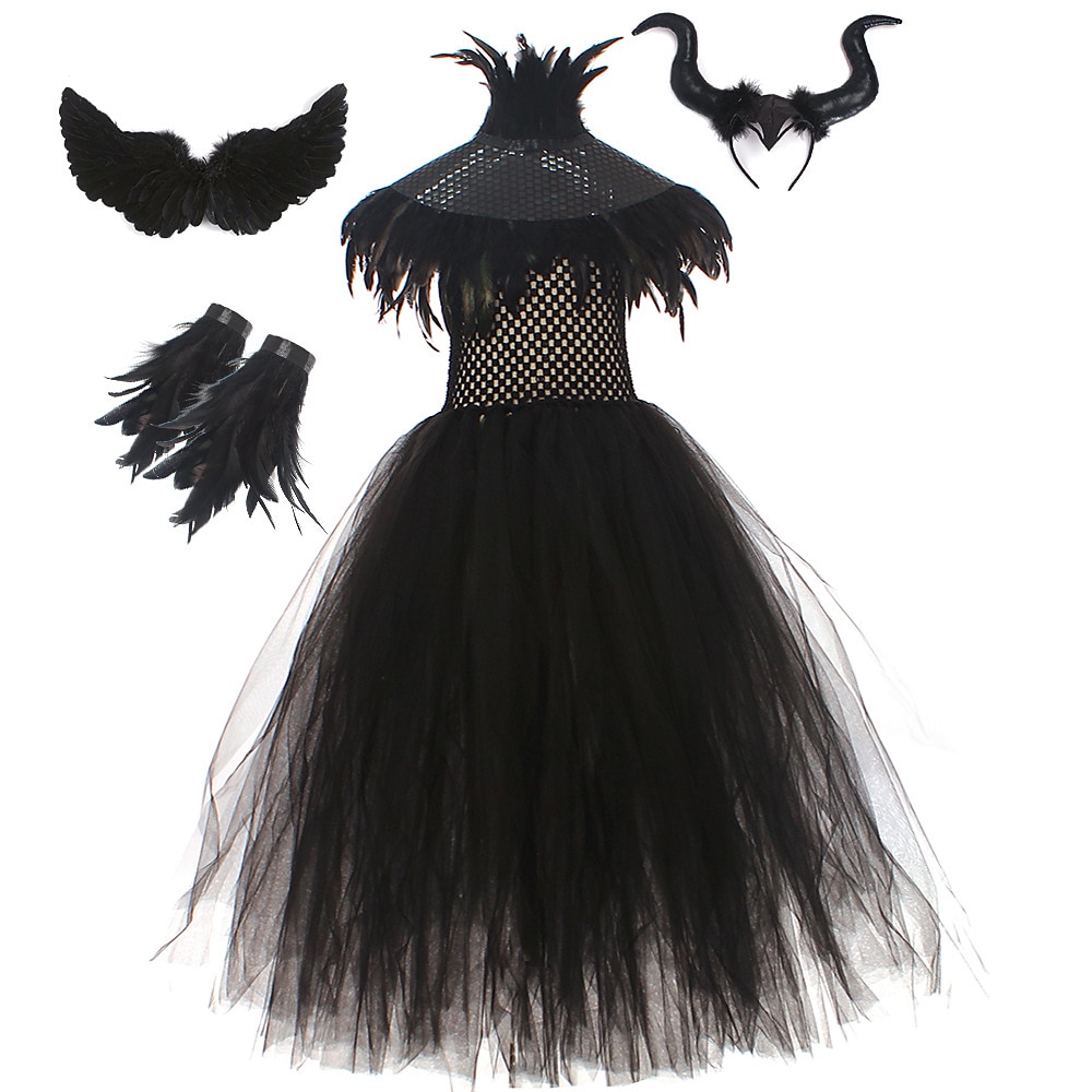Halloween Hexe Maleficent Walpurgisnacht Kleid Cosplay Kostüm Tutu Kinder Mädchen Cosplay Halloween Leistung Party Halloween Halloween Karneval Maskerade Einfaches Karnevalskostüm 2025 - $48.99 –P13