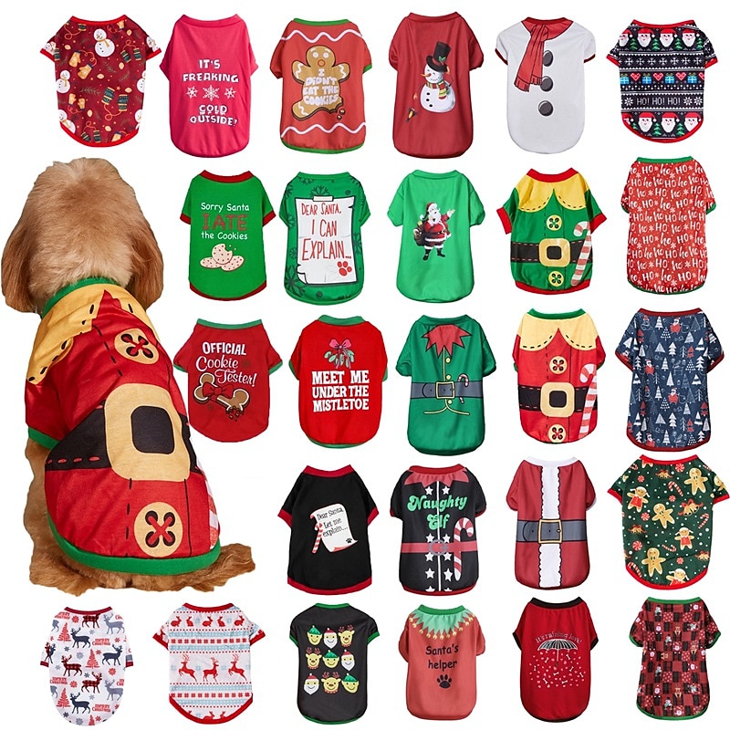 Dog Cat Shirt / T-Shirt Fashion Party Winter Waterproof Breathable Soft Washable Comfortable Christmas Party Casual Daily Festival Dog Clothing for Bichon Frise Pomeranian Baby Pet Papillon Small 2025 - $20.99 –P1